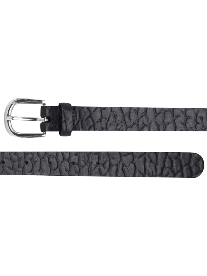 Genuine Leather Croc Pattern Women Belt | Embossed Black Fashion Accessory