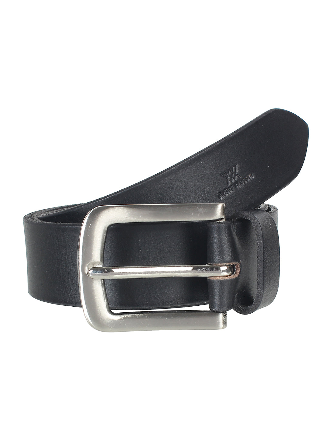 Matte Black Leather Belt | Durable Genuine Leather with Silver Buckle