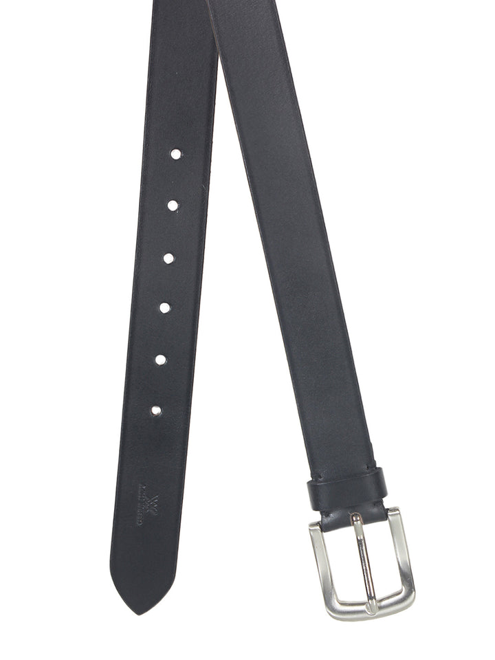 Matte Black Leather Belt | Durable Genuine Leather with Silver Buckle