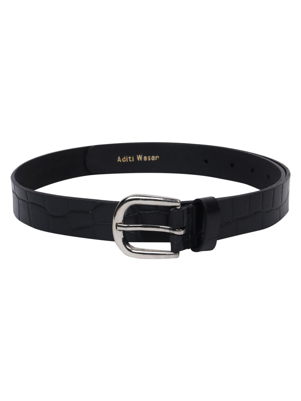 Croco embossed black belt Aditi Wasan