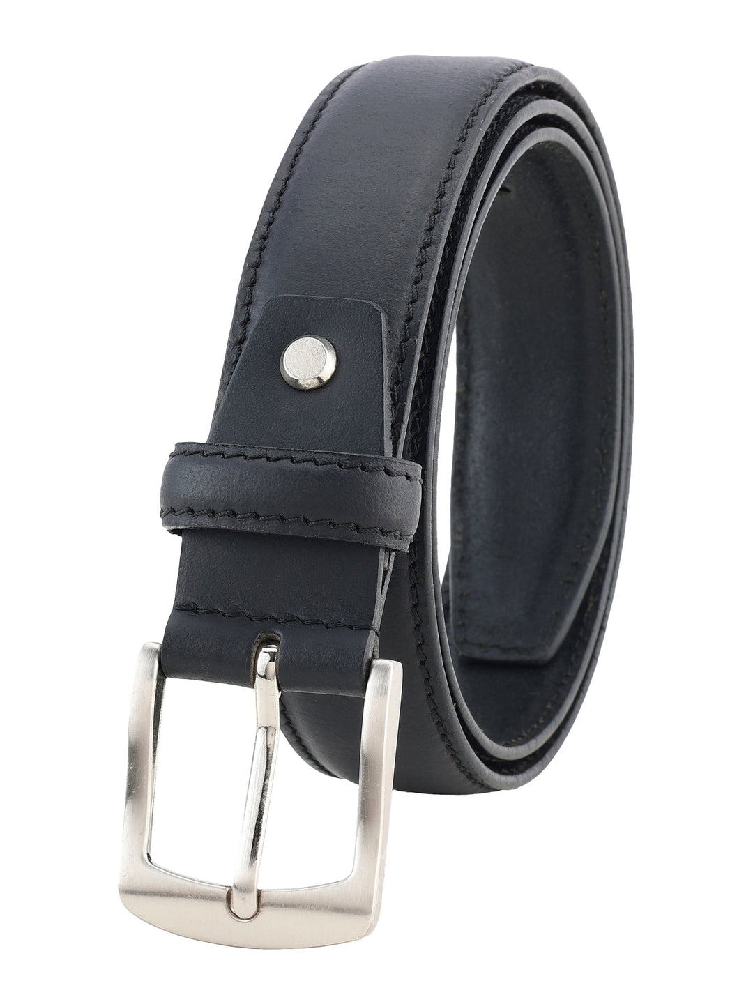 Formal Black Stitch Design Genuine Leather Men's Belt