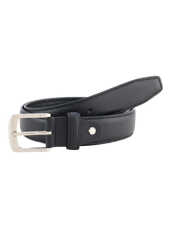 Formal Black Stitch Design Genuine Leather Men's Belt