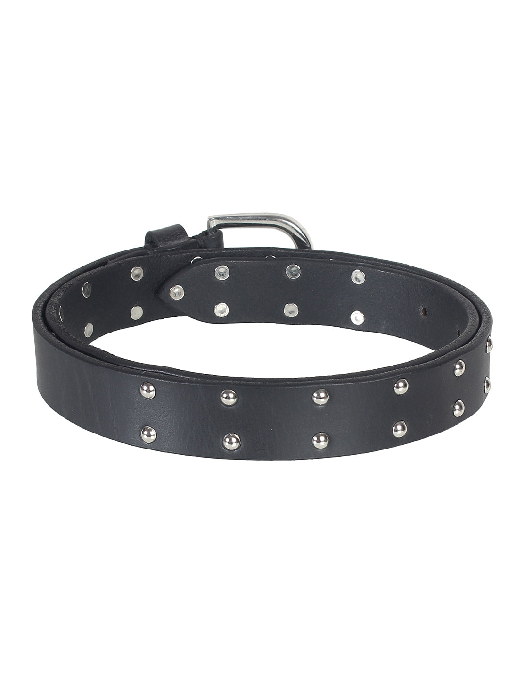 Black Studded Women's Belt | Genuine Leather with Chrome Rivets