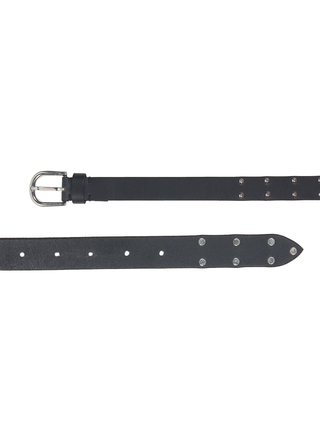 Black Studded Women's Belt | Genuine Leather with Chrome Rivets