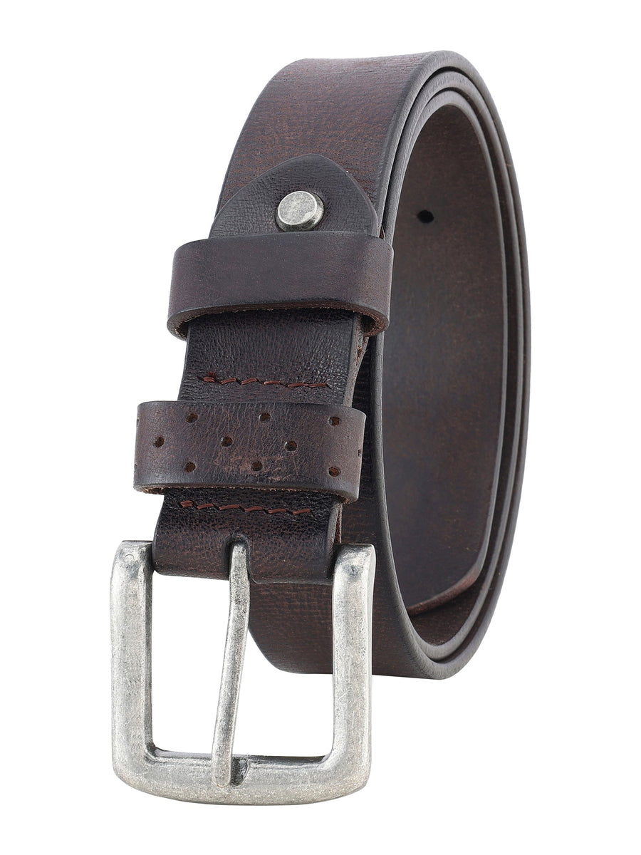 Full Grain Genuine Leather Men's Dark Brown Belt