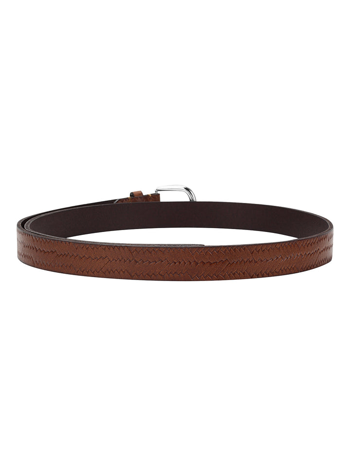 Weave Pattern Embossed Women's Belt | Genuine Leather Basketweave Design