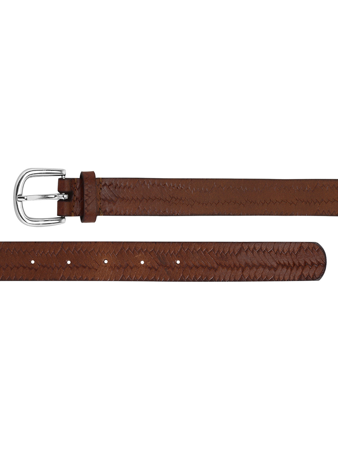 Weave Pattern Embossed Women's Belt | Genuine Leather Basketweave Design