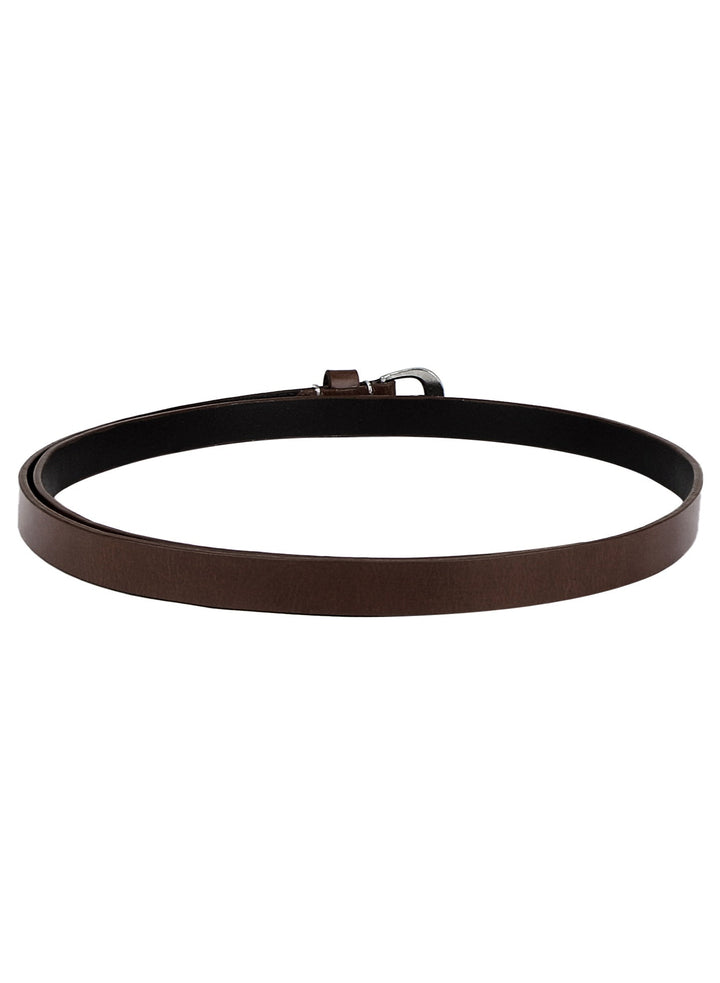 Brown Genuine Leather Women's Slim Belt | Elegant Accessory for Outfits