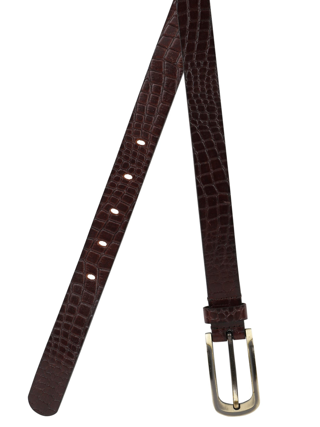 Brown Croco Embossed Genuine Leather Women's Belt | Elegant Fashion Accessory