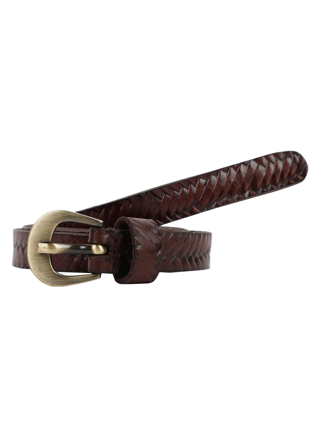 Genuine Leather Basket Weave Embossed Ladies Belt | Stylish Women's Accessory