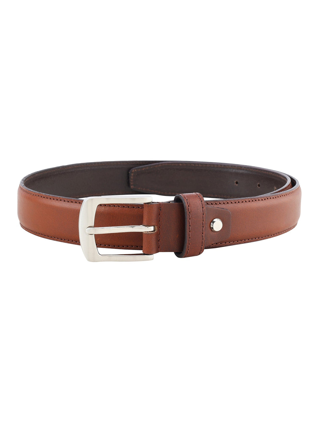 Formal Dual Tone Brown Stitch Design Genuine Leather Men's Belt