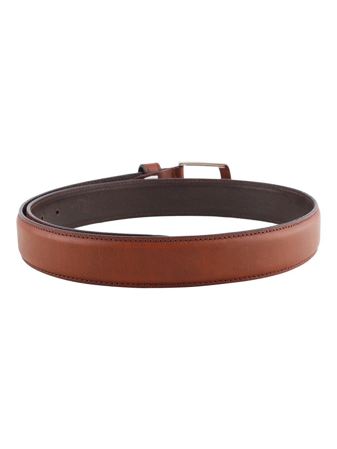 Formal Dual Tone Brown Stitch Design Genuine Leather Men's Belt