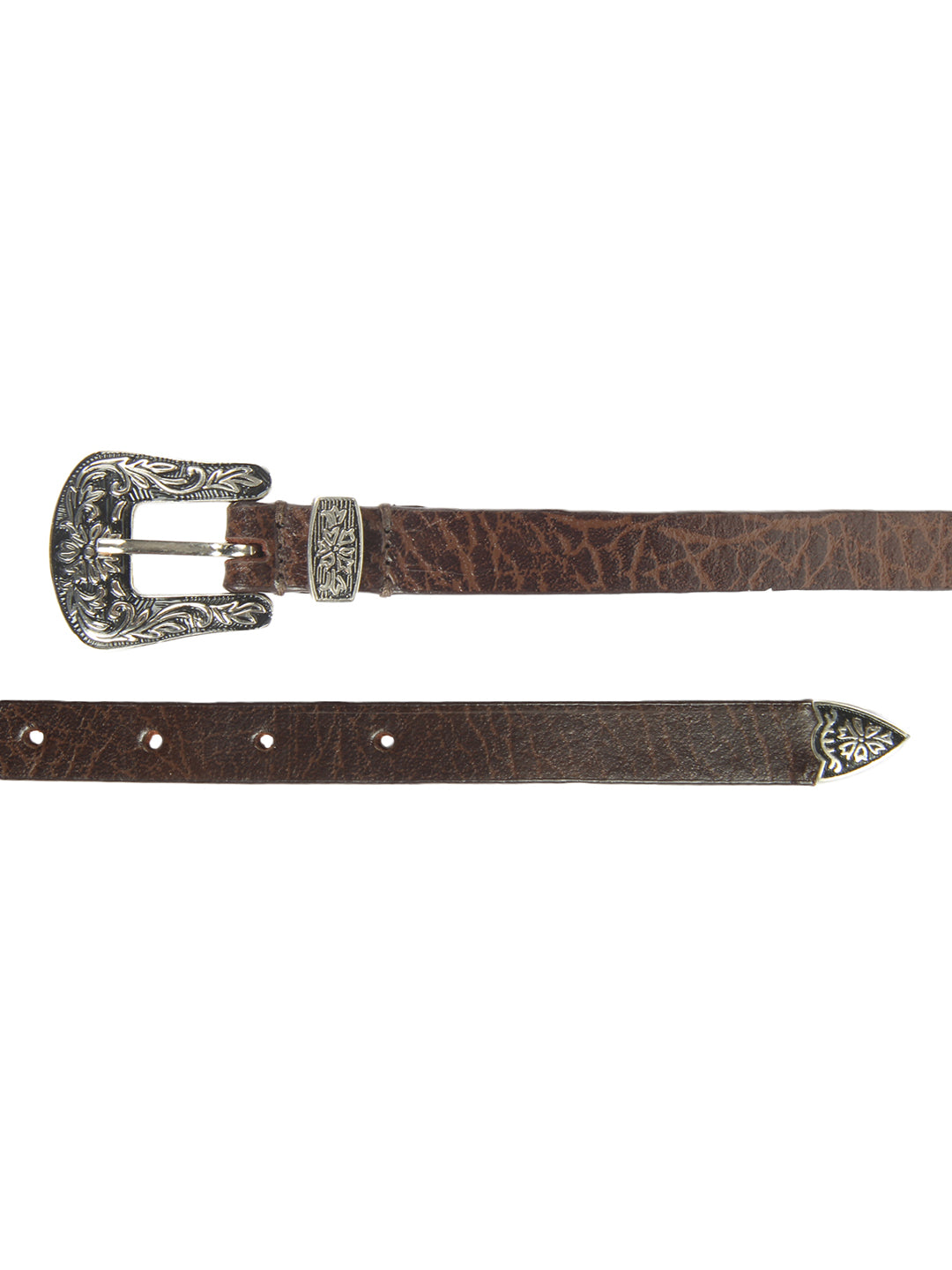 Two-tone Brown Cowboy Women's Belt | Grainy Leather Western Style Accessory