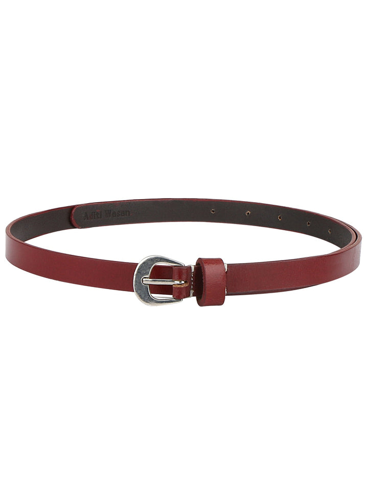 Women Casual Genuine Leather Belt | Elegant Burgundy Design for All Occasions