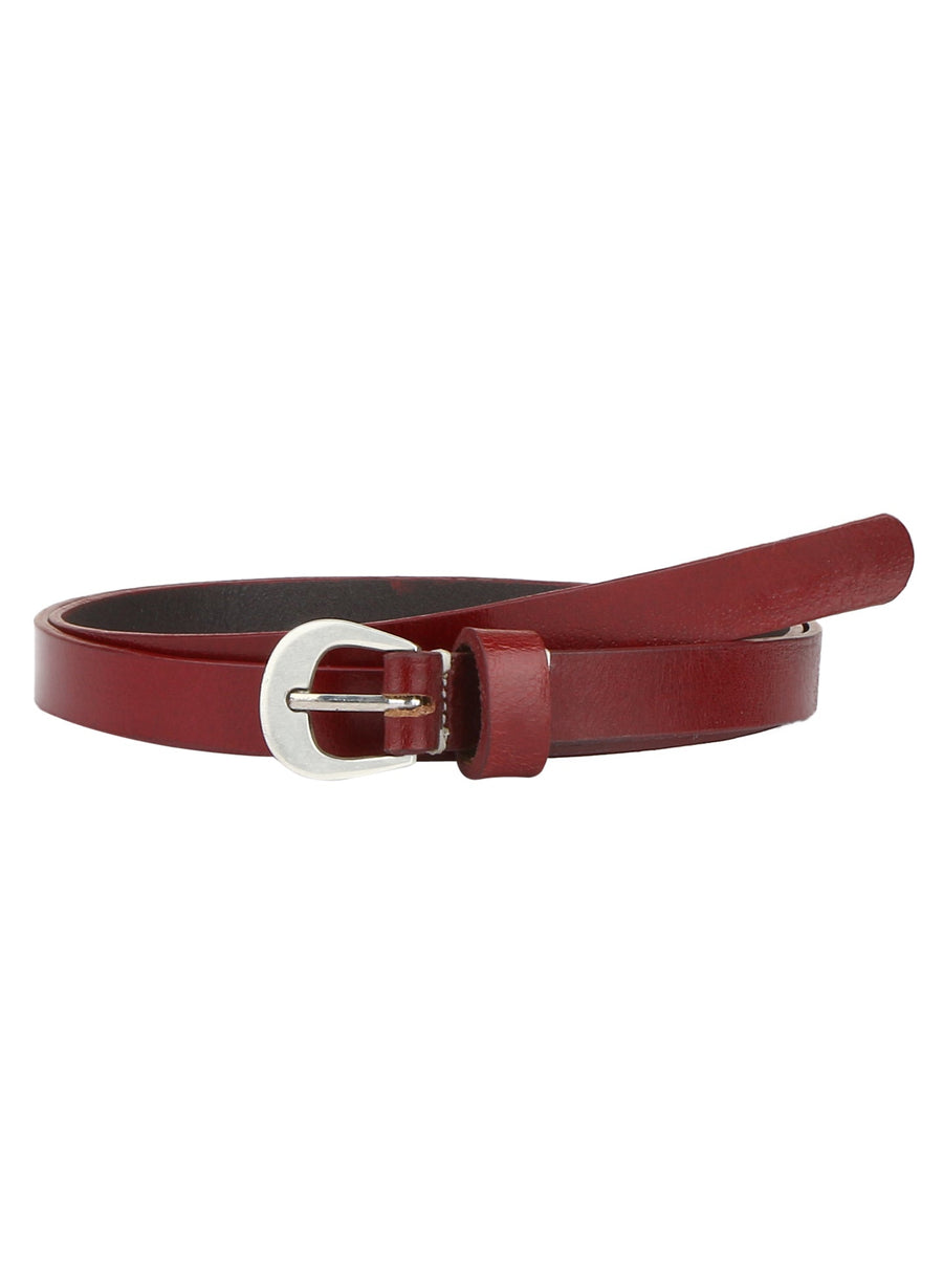 Women Casual Maroon Genuine Leather Belt