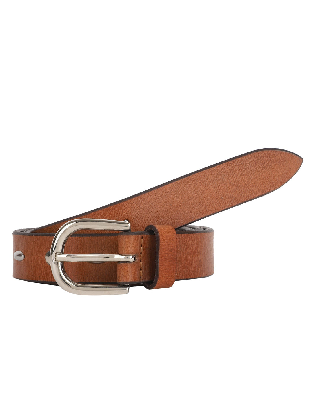 Cognac Studded Women's Belt | Genuine Leather Tan Strap | Stylish Accessory