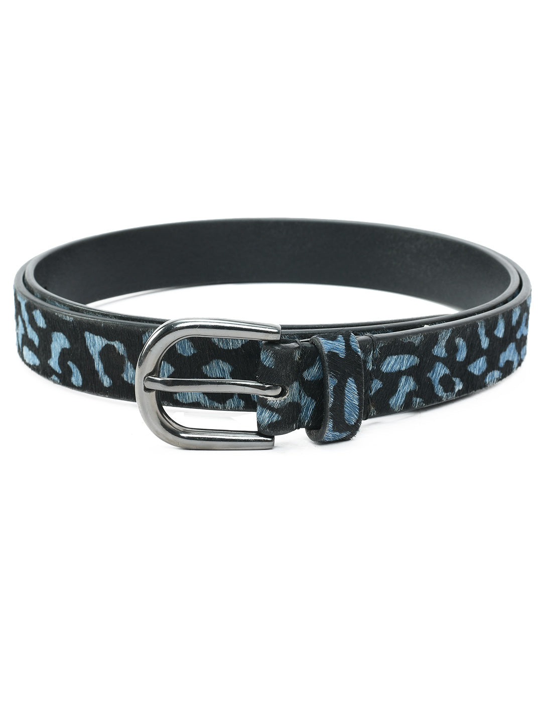 Hair On Blue & Black Women's Belt | Genuine Leather Animal Print Belt