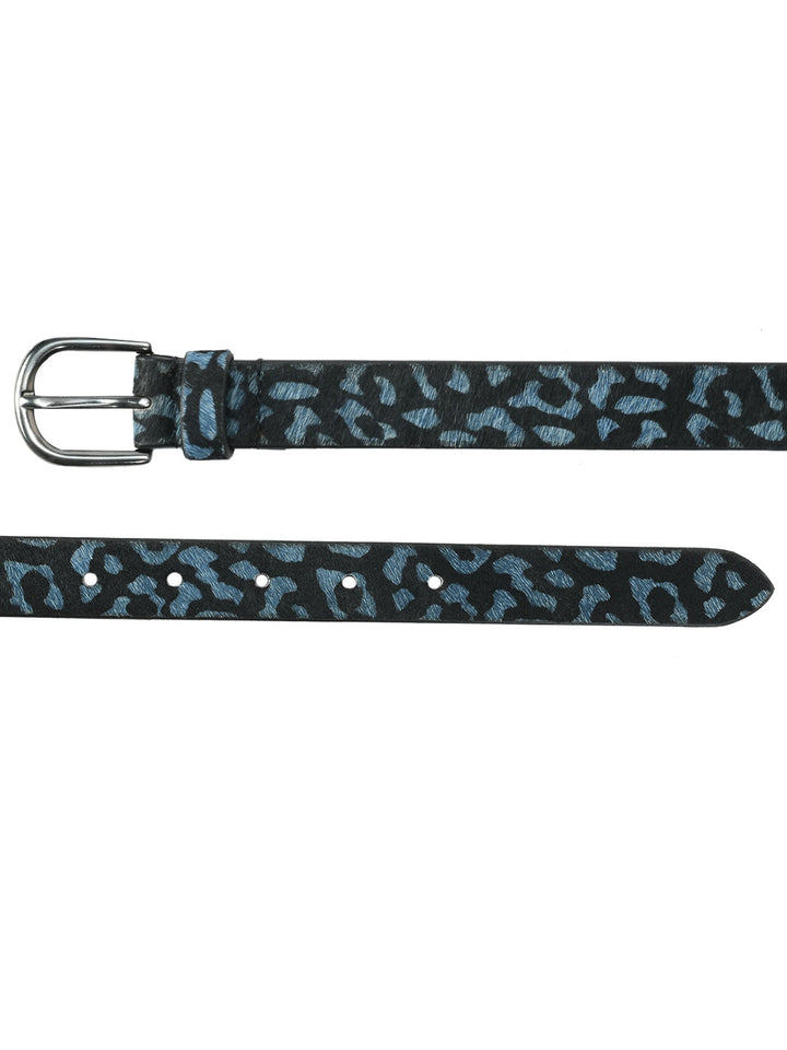 Hair On Blue & Black Women's Belt | Genuine Leather Animal Print Belt