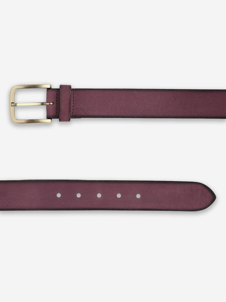 Elegant Genuine Leather Two-Tone Maroon Belt | Stylish Accessory for Attire