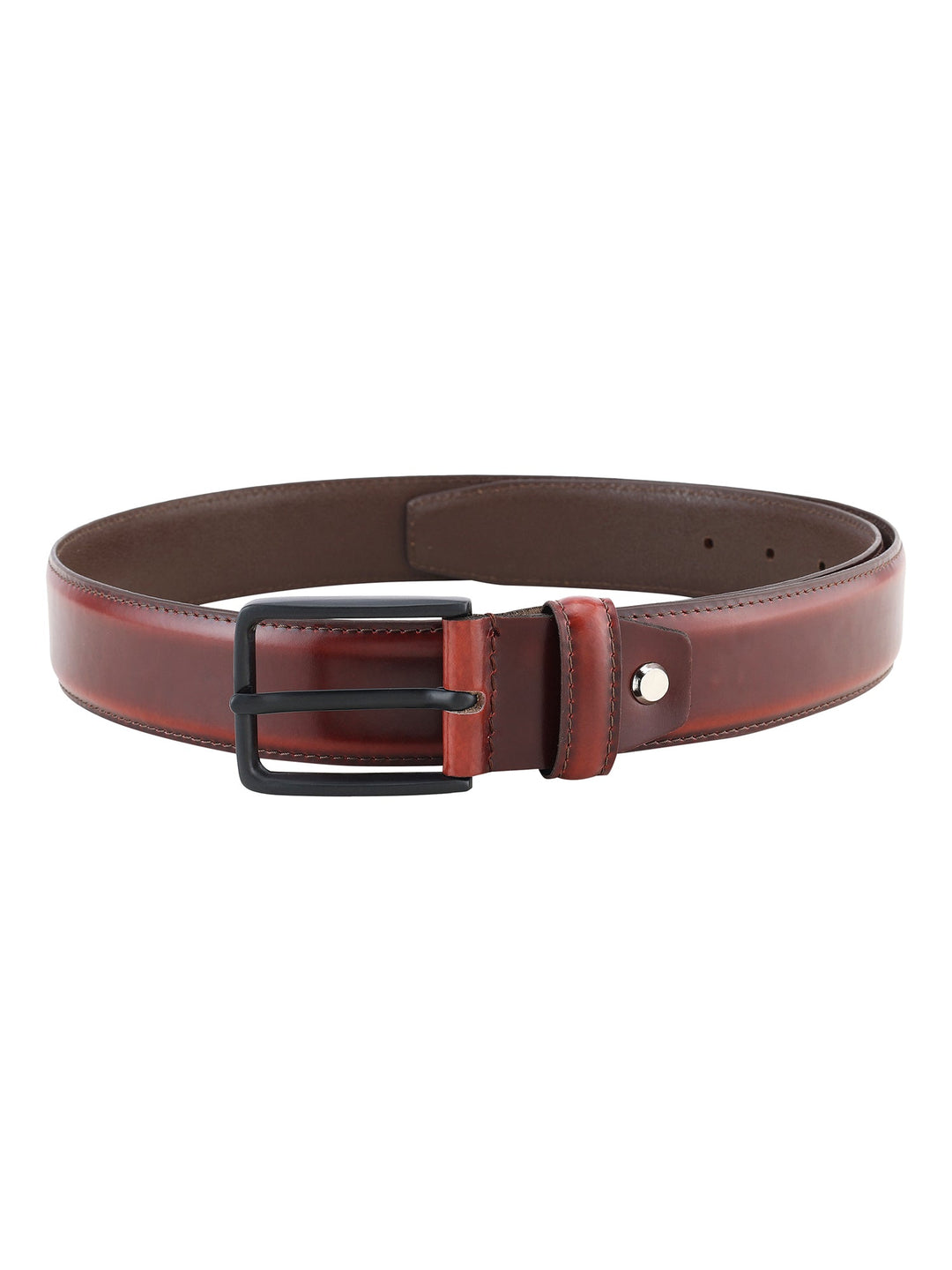 Formal Dual Tone Maroon Stitch Design Genuine Leather Men's Belt