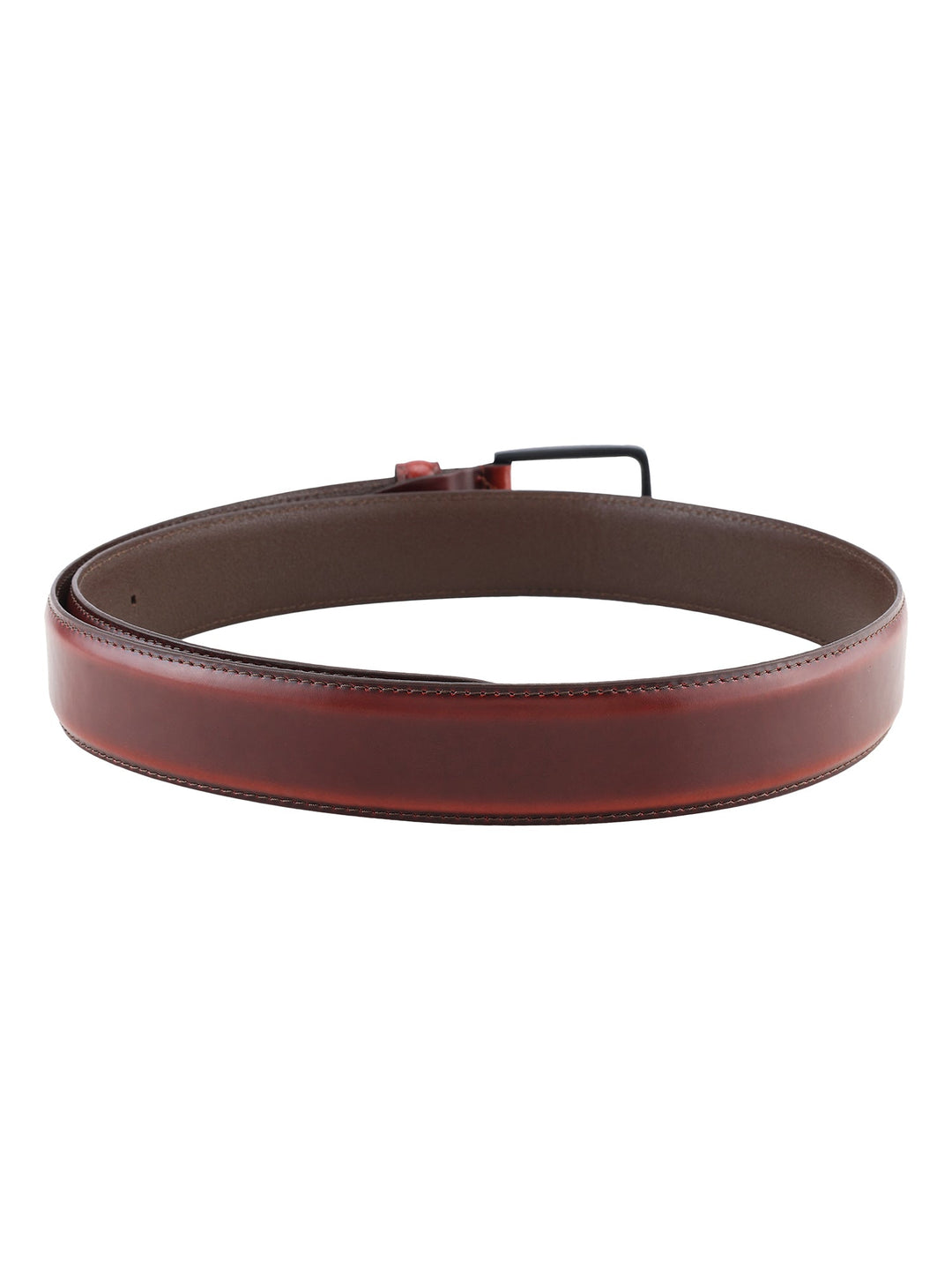 Formal Dual Tone Maroon Stitch Design Genuine Leather Men's Belt