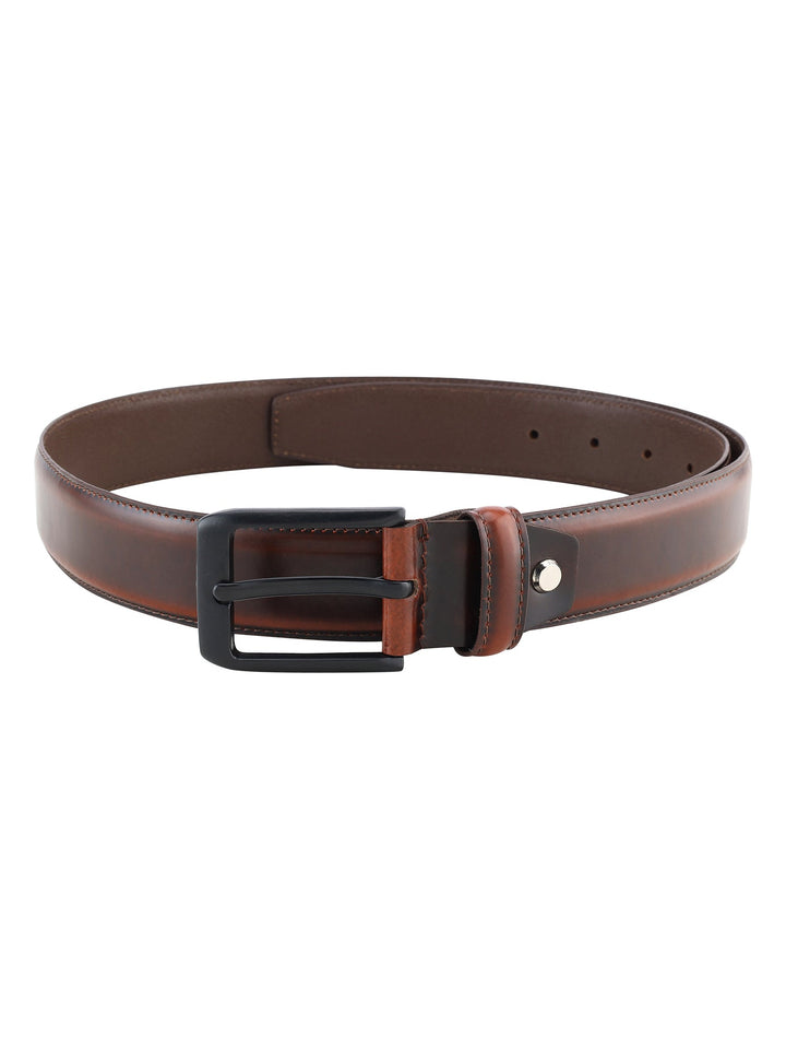 Formal Dual Tone Brown Stitch Design Genuine Leather Men's Belt