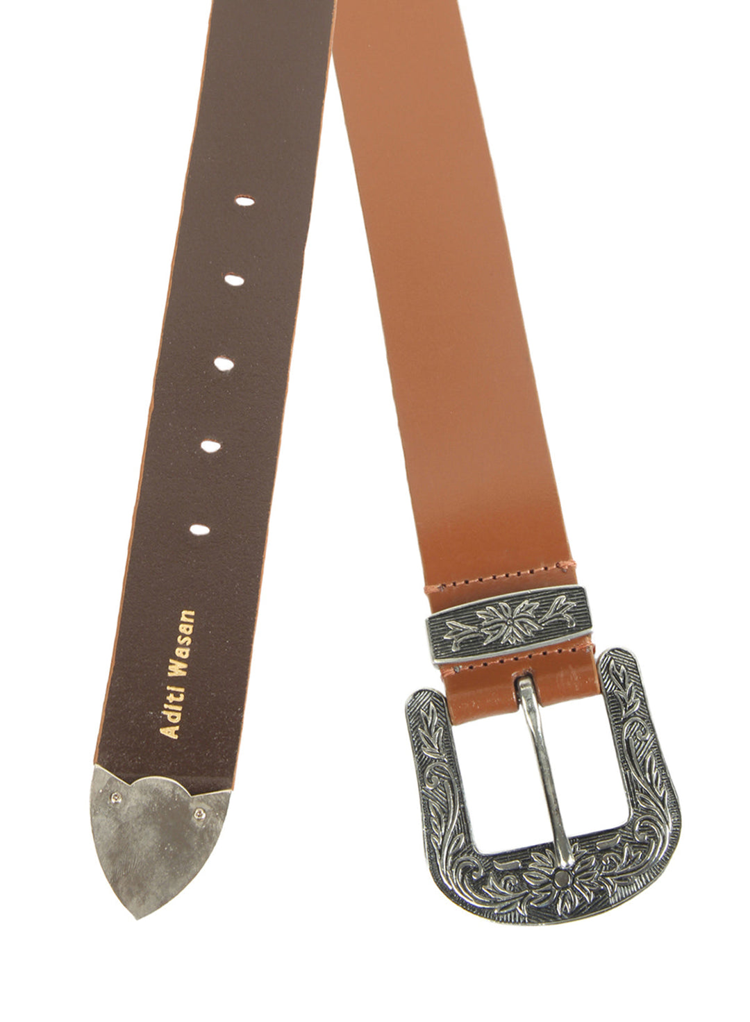 Genuine Leather Cowboy Belt | Vintage Three-Piece Buckle Design