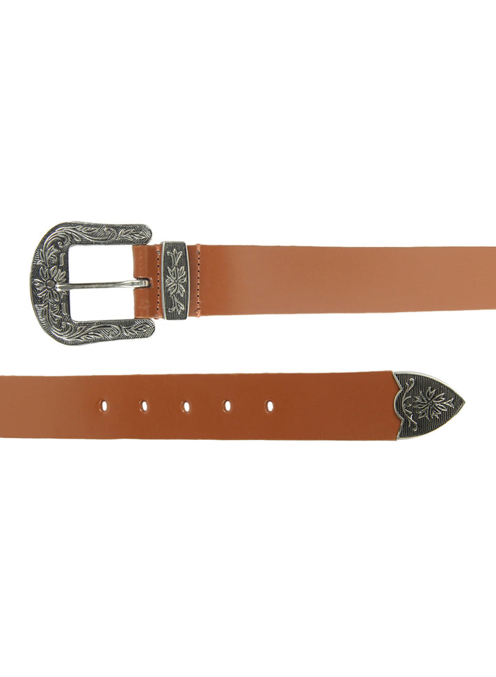 Genuine Leather Cowboy Belt | Vintage Three-Piece Buckle Design