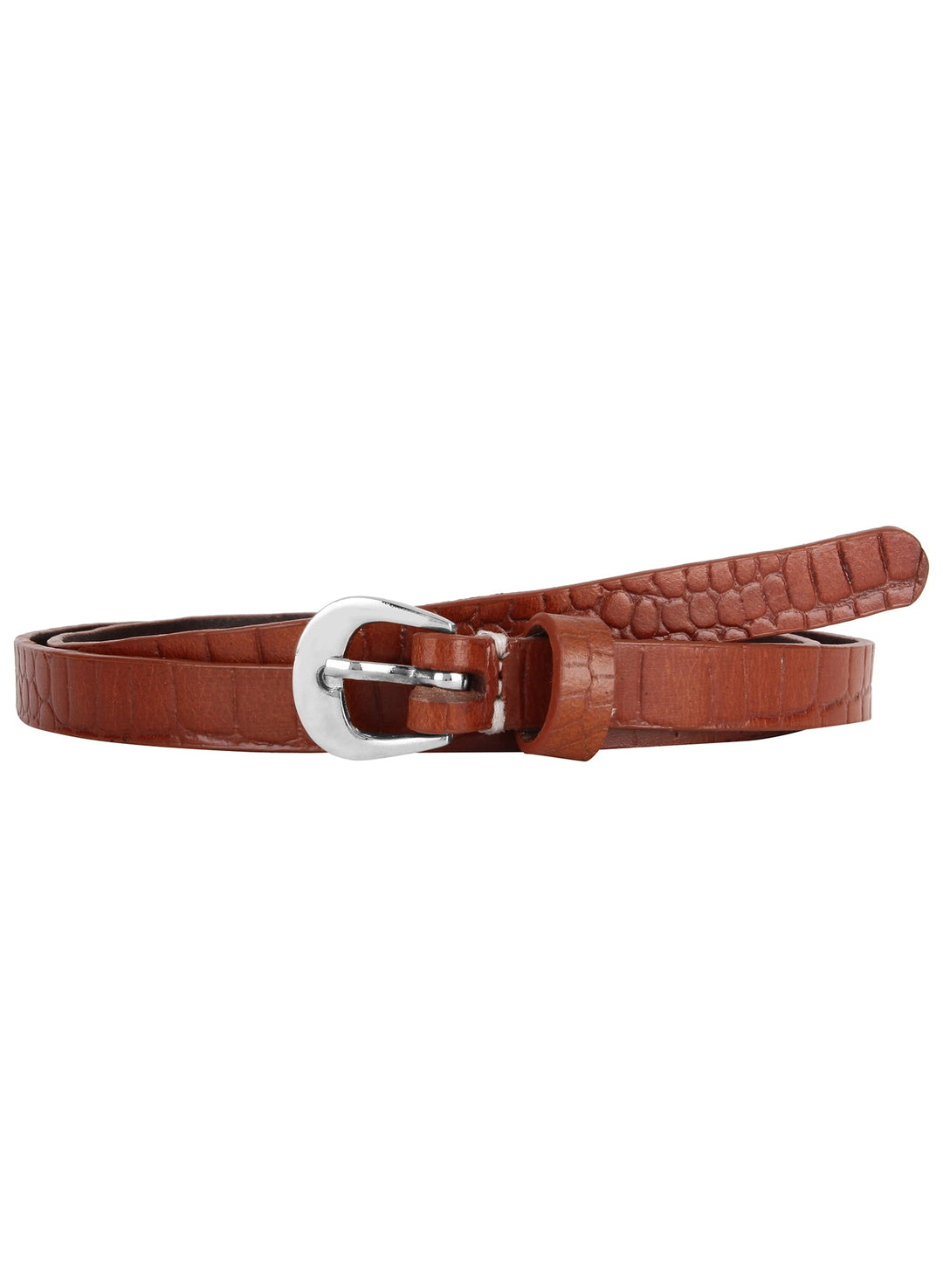 Genuine Leather Tan Embossed Croc Texture Belt