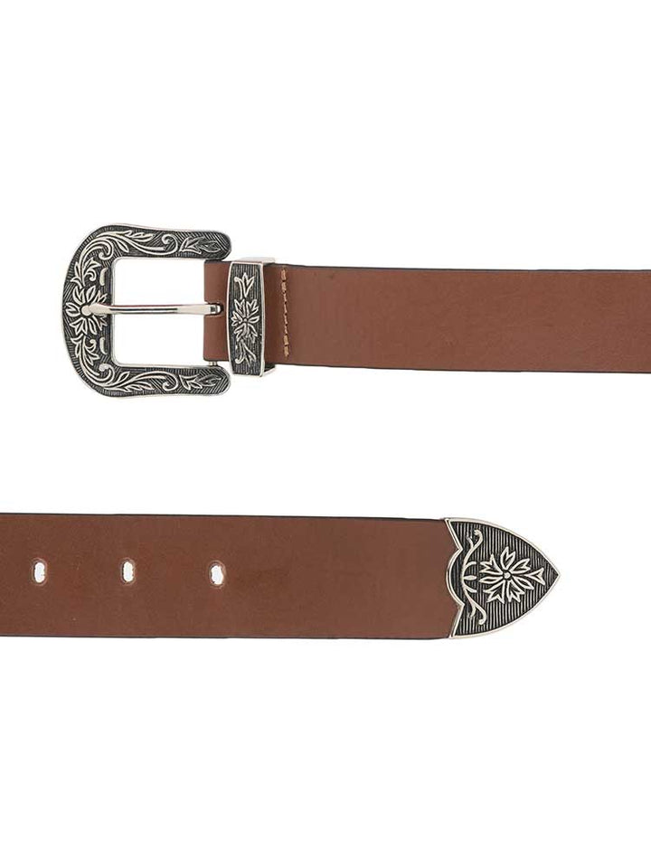 Genuine Leather Cowboy Belt | Vintage Design with Antique Buckle