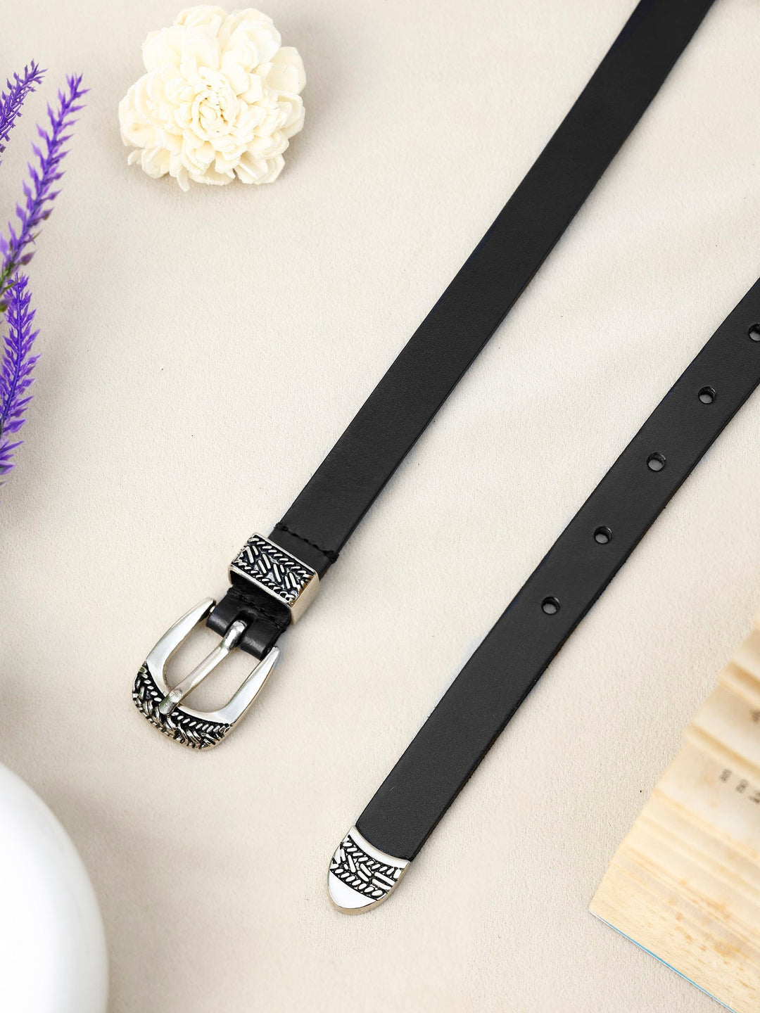 Black Solid Genuine Leather Women's Belt | Stylish Formal Accessory