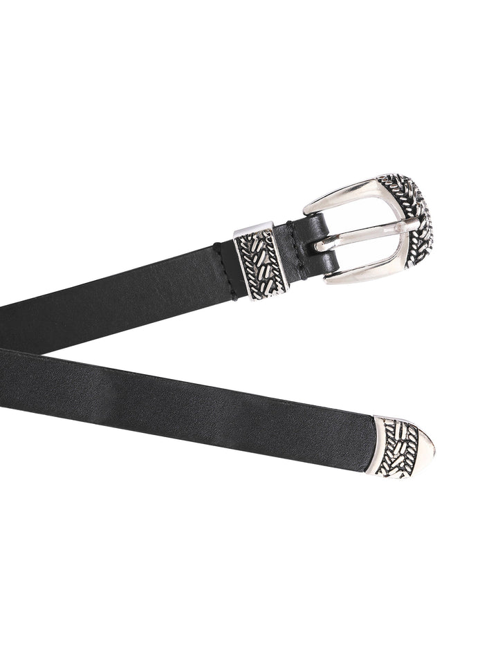 Black Solid Genuine Leather Women's Belt | Stylish Formal Accessory