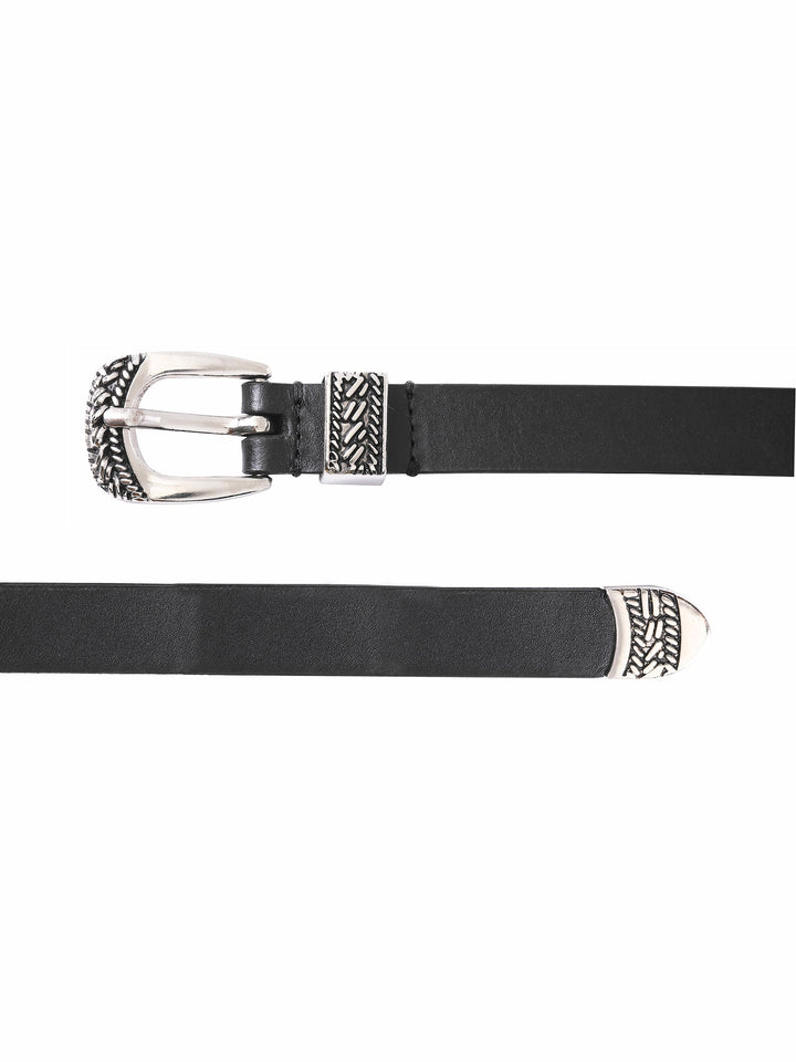 Black Solid Genuine Leather Women's Belt | Stylish Formal Accessory