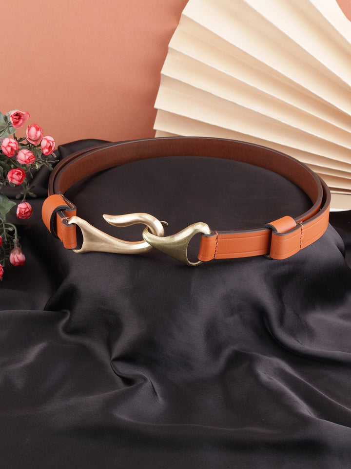 Tan Genuine Leather Women's Dress Belt | Adjustable Stylish Fashion Accessory