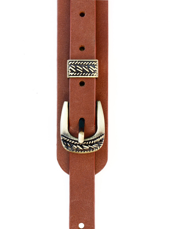 Genuine Leather Studded Western Dress Belt | Stylish Maroon Double Buckle