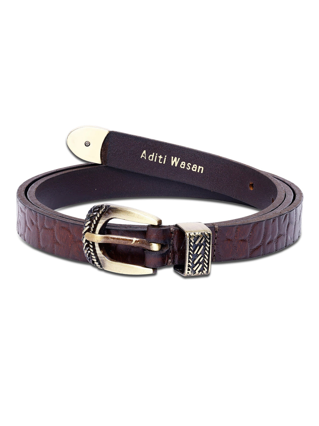 Brown Embossed Genuine Leather Women's Belt | Stylish Accessory for Any Outfit