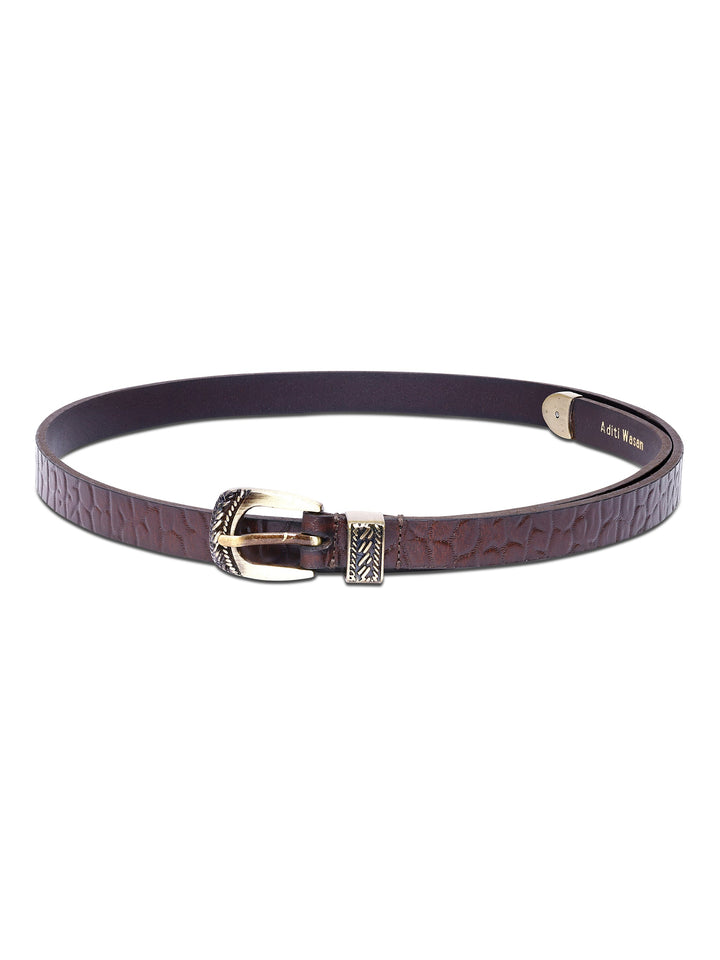 Brown Embossed Genuine Leather Women's Belt | Stylish Accessory for Any Outfit