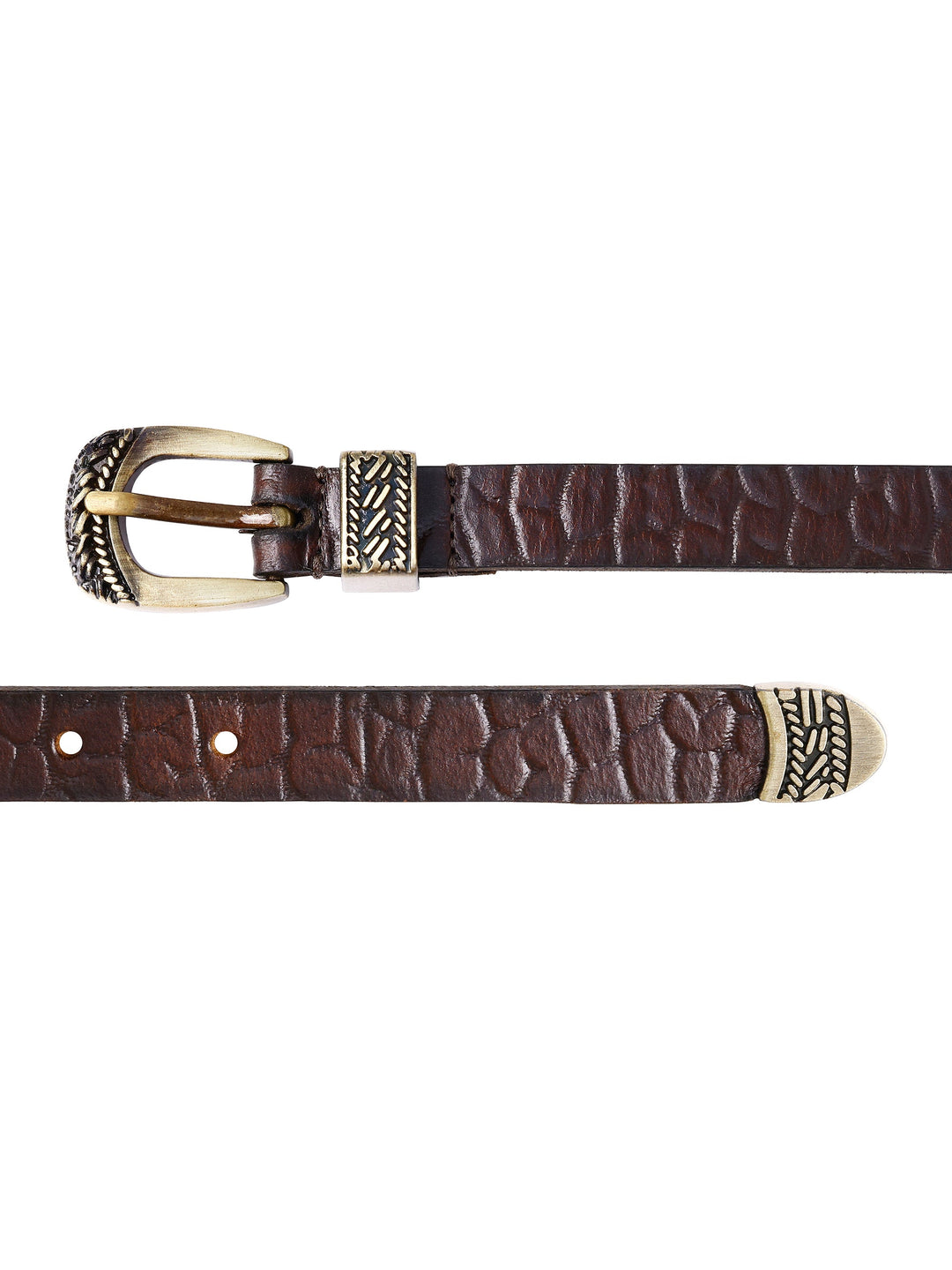 Brown Embossed Genuine Leather Women's Belt | Stylish Accessory for Any Outfit