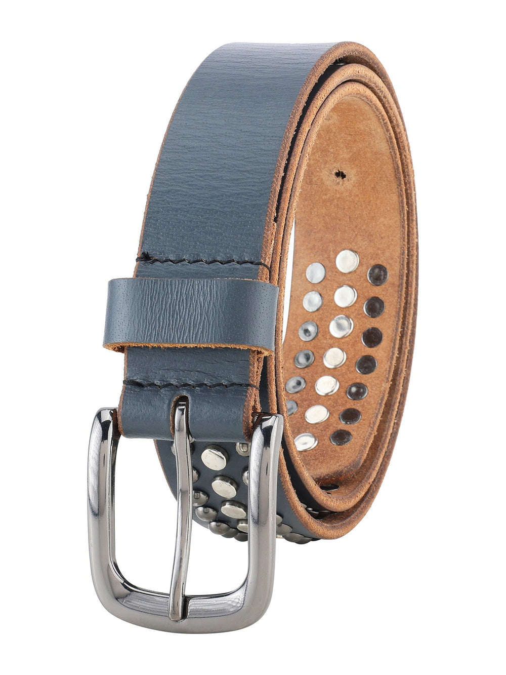 Grey Genuine Leather Studded Women's Belt