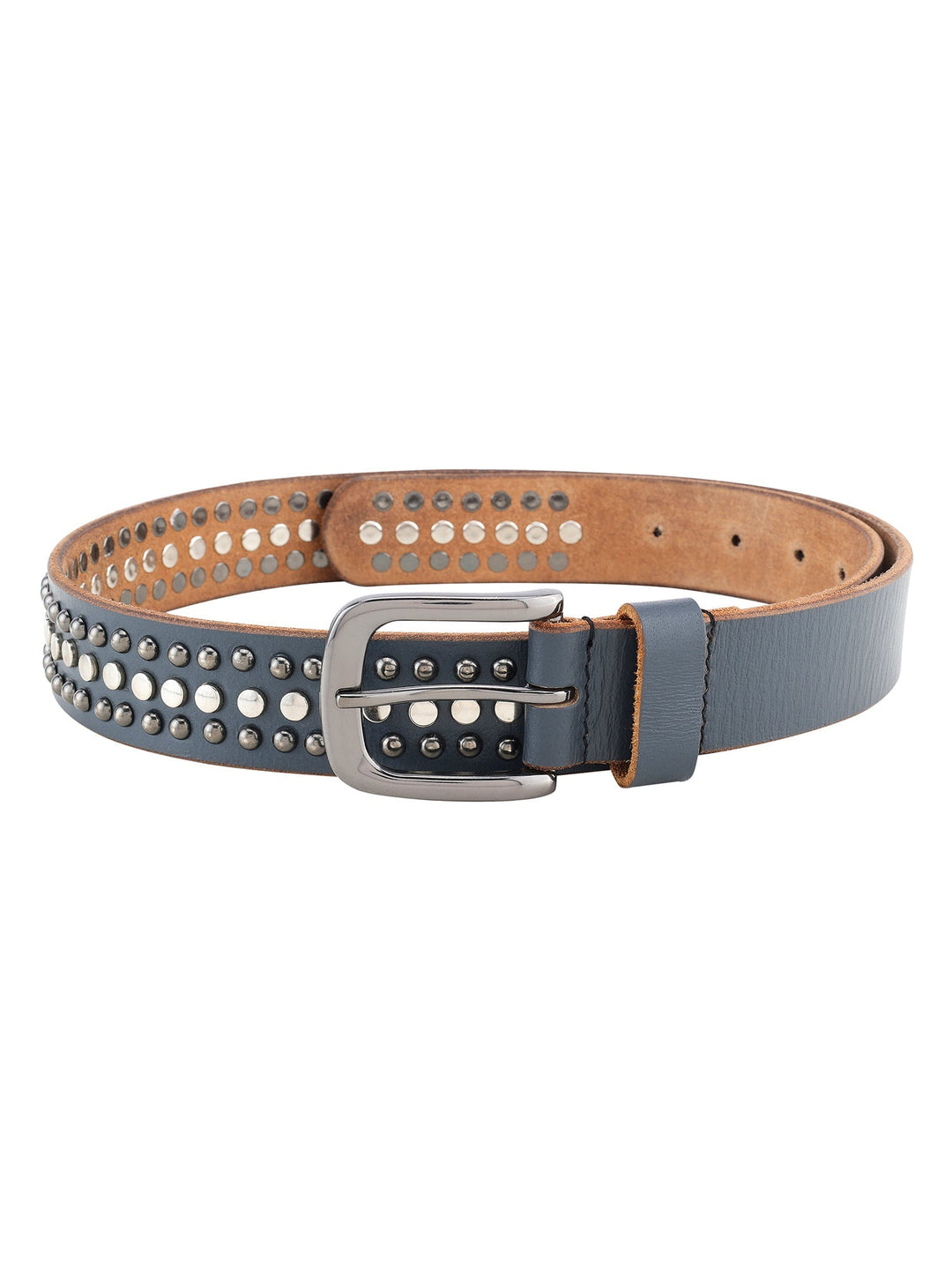 Grey Genuine Leather Studded Women's Belt