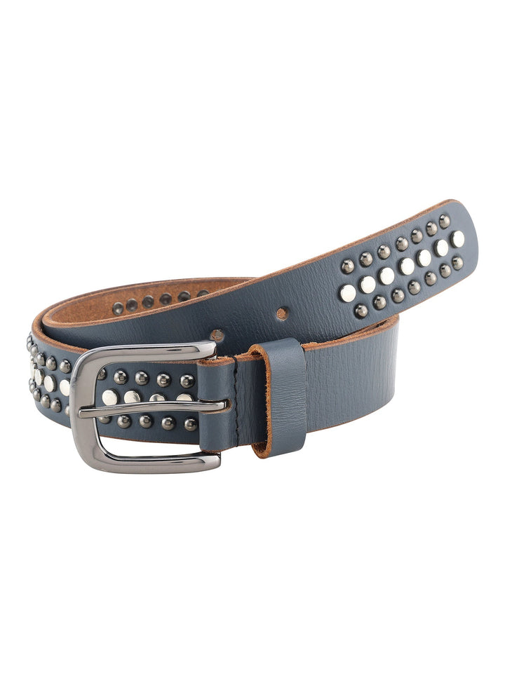 Grey Genuine Leather Studded Women's Belt