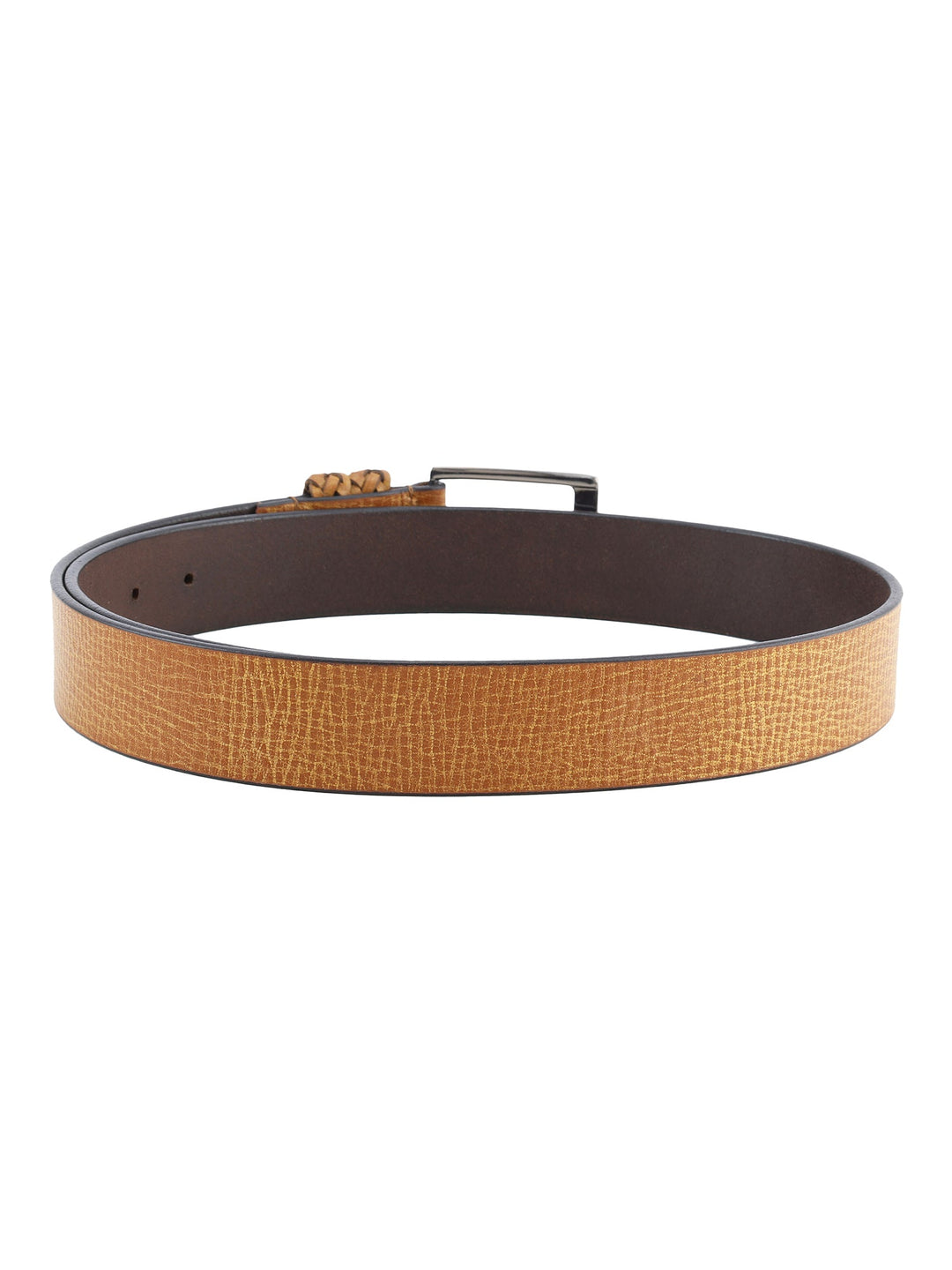 Tan Genuine Leather Men's Belt | Stylish Braided Loop Detail for Versatility