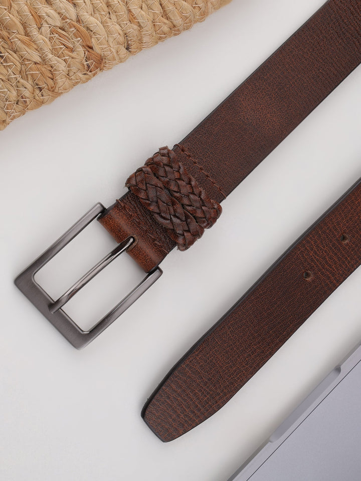 Genuine Leather Men's Semi-Formal Brown Belt