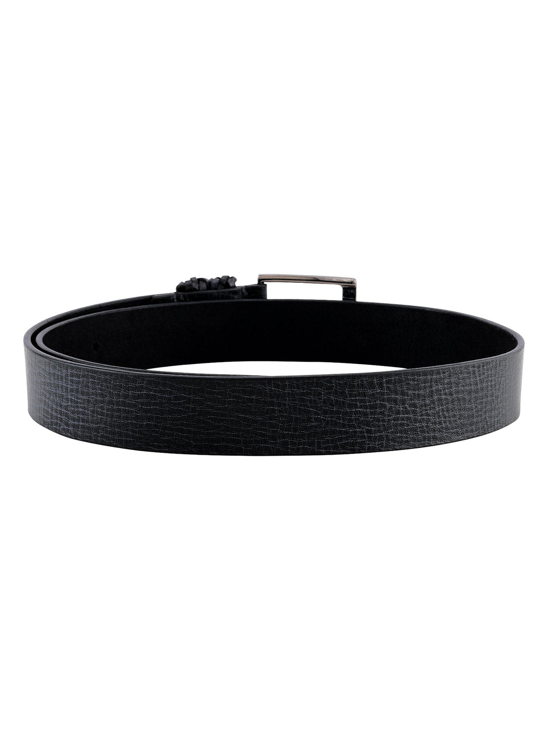 Black Genuine Leather Men's Belt | Stylish Braided Loop Design for Elegance