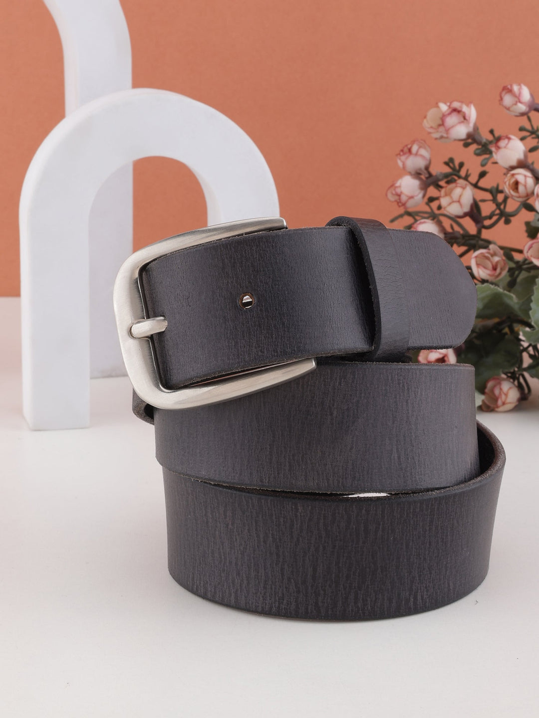 Genuine Leather Men's Casual Black Belt