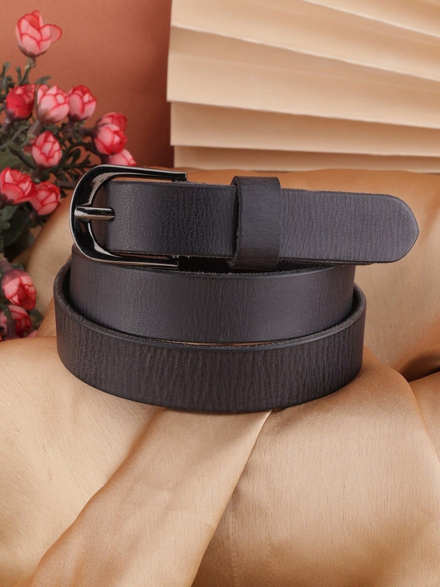 Black Genuine Leather Women's Semi Belt