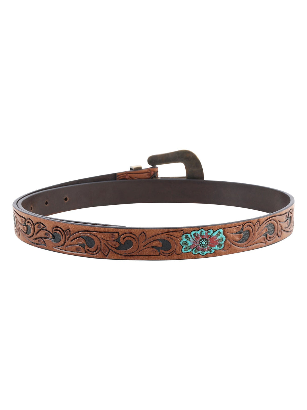 Tan genuine leather hand crafted women's belt