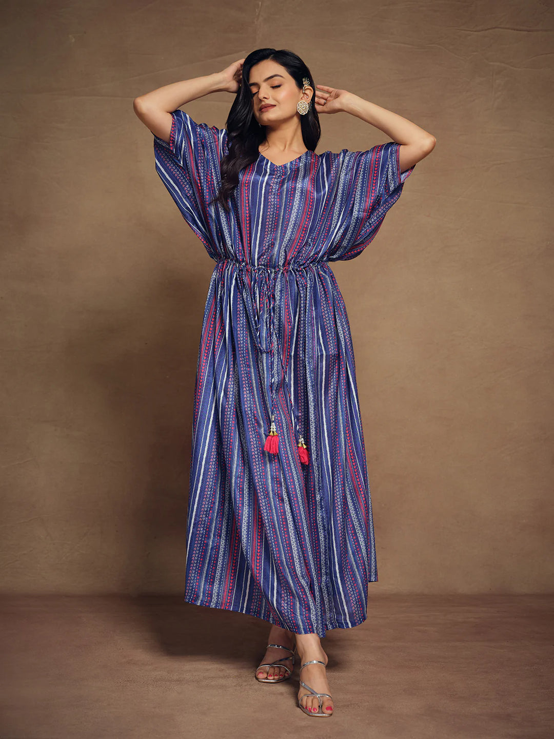 Blue Kaftan Dress for Women | Stylish Gown for Casual or Festive Wear