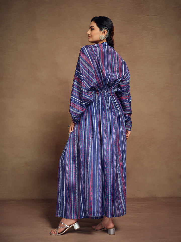 Blue Kaftan Dress for Women | Stylish Gown for Casual or Festive Wear