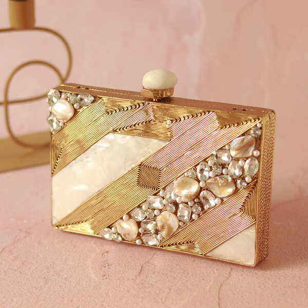 Aisha Motherof Pearl Clutch | Luxurious Handcrafted Glamour Bag